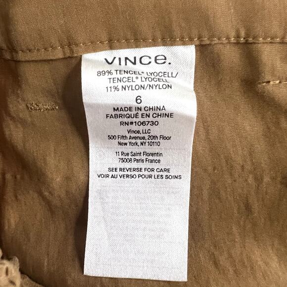 Vince Mid Rise Fluid Cargo Trouser Pants Nile Tan Women's 6 Wide Leg Pockets - Picture 7 of 8